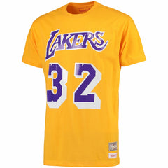 Magic Johnson Los Angeles Lakers Hardwood Classics Retro Name & Number T-Shirt Gold - Mitchell & Ness