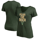 Milwaukee Bucks Women's Mantra V-Neck T-Shirt Green