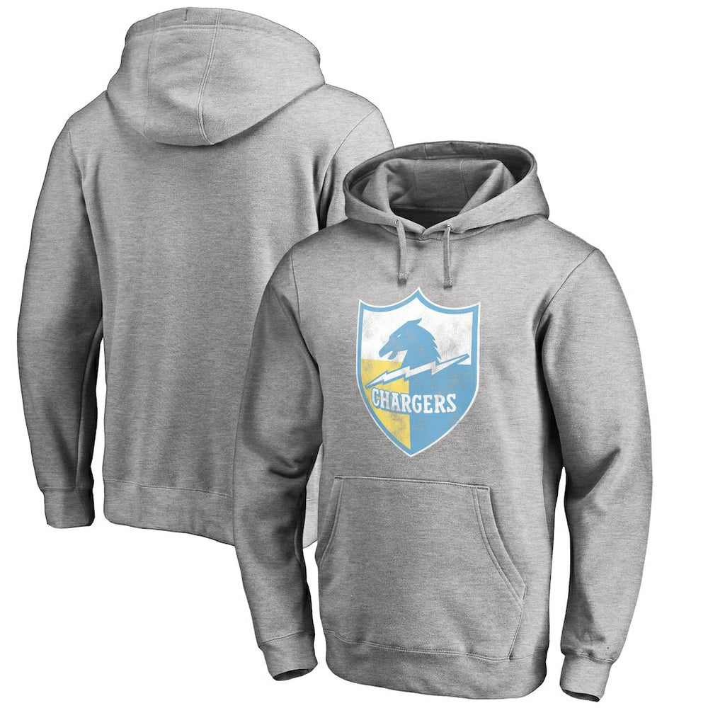 Los Angeles Chargers Throwback Logo Pullover Hoodie - Heather Gray Hoodies