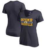 Nashville Predators Women's Hometown Collection Defend V-Neck T-Shirt - Navy | US 2716618