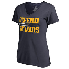 St. Louis Blues Women's Hometown Collection Defend V-Neck T-Shirt - Navy | US 2716625