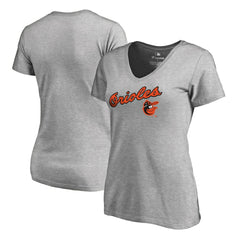 Baltimore Orioles Women's Core Wahconah V-Neck T-Shirt - Heather Gray T-shirts