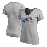 Detroit Tigers Women's Core Wahconah V-Neck T-Shirt - Heather Gray T-shirts