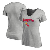 Los Angeles Angels Women's Core Wahconah V-Neck T-Shirt - Heather Gray T-shirts