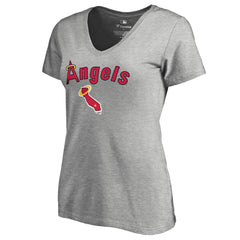 Los Angeles Angels Women's Core Wahconah V-Neck T-Shirt - Heather Gray T-shirts