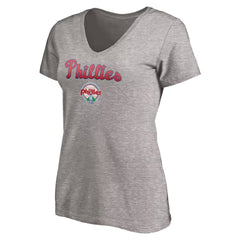 Philadelphia Phillies Women's Core Wahconah V-Neck T-Shirt - Heather Gray T-shirts