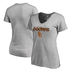San Diego Padres Women's Core Wahconah V-Neck T-Shirt - Heather Gray T-shirts