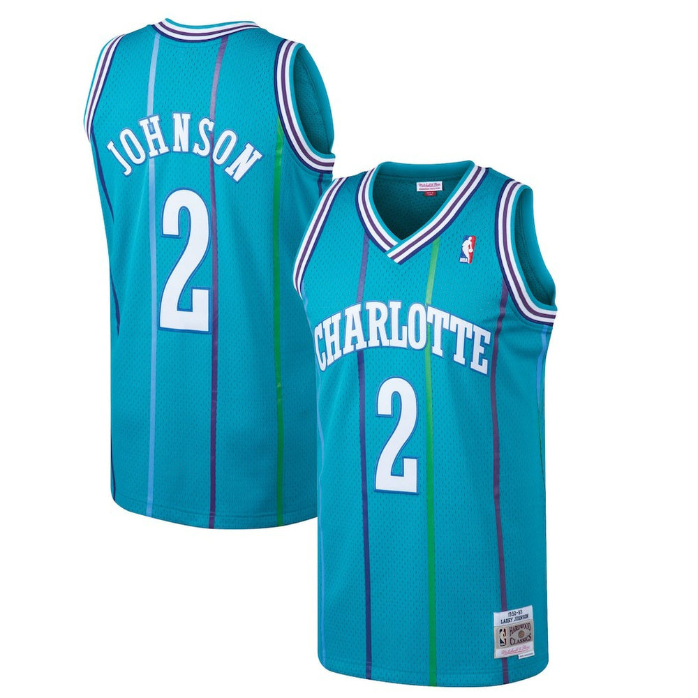 Larry Johnson Charlotte Hornets 1992/93 Hardwood Classics Swingman Jersey Teal - Mitchell & Ness
