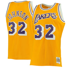 Magic Johnson Los Angeles Lakers 1984/85 Hardwood Classics Swingman Jersey Gold - Mitchell & Ness