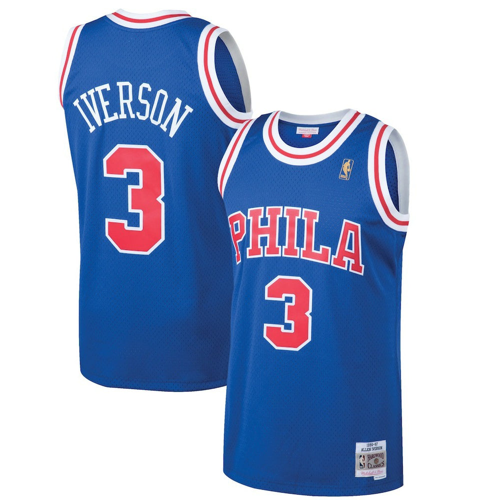 Allen Iverson Philadelphia 76ers 1996/97 Hardwood Classics Swingman Jersey Royal - Mitchell & Ness