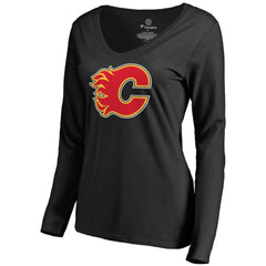 Calgary Flames Women's Primary Logo Long Sleeve T-Shirt - Black | US 2770421