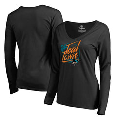 San Jose Sharks Women's Hometown Collection City of Teal Long Sleeve T-Shirt - Black | US 2780759