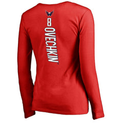 Alexander Ovechkin Washington Capitals Women's Backer V-Neck Long Sleeve T-Shirt - Red | US 2793469