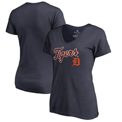 Detroit Tigers Women's Team Lockup T-Shirt - Navy T-shirts
