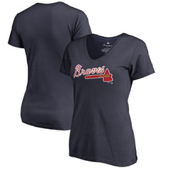 Atlanta Braves Women's Team Wordmark T-Shirt - Navy T-shirts