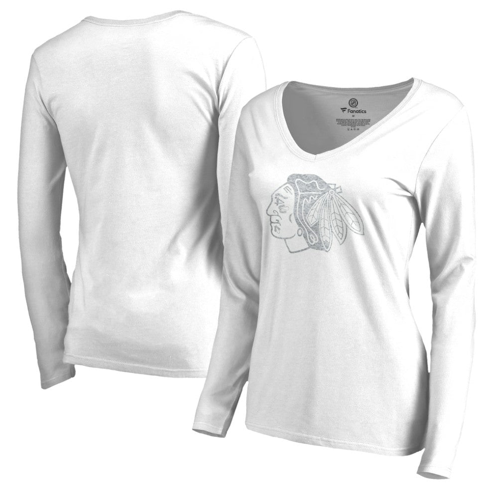 Chicago Blackhawks Women's White Out Long Sleeve T-Shirt - White | US 2799840