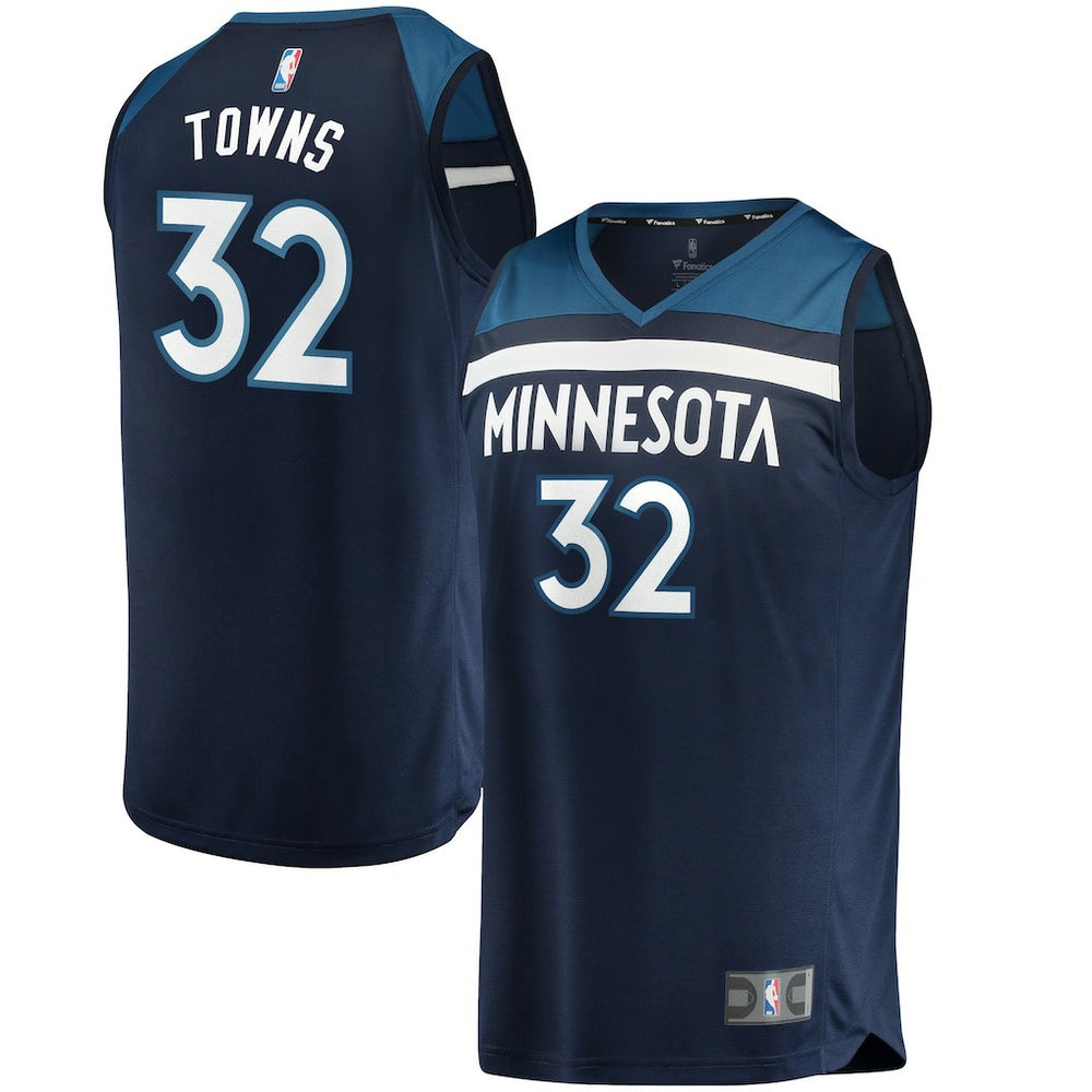Karl-Anthony Towns Minnesota Timberwolves Fast Break Replica Jersey Navy Icon Edition - Fanatics