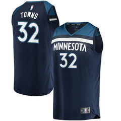 Karl-Anthony Towns Minnesota Timberwolves Fast Break Replica Jersey Navy Icon Edition - Fanatics