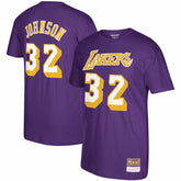 Magic Johnson Los Angeles Lakers Hardwood Classics Name & Number T-Shirt Purple - Mitchell & Ness