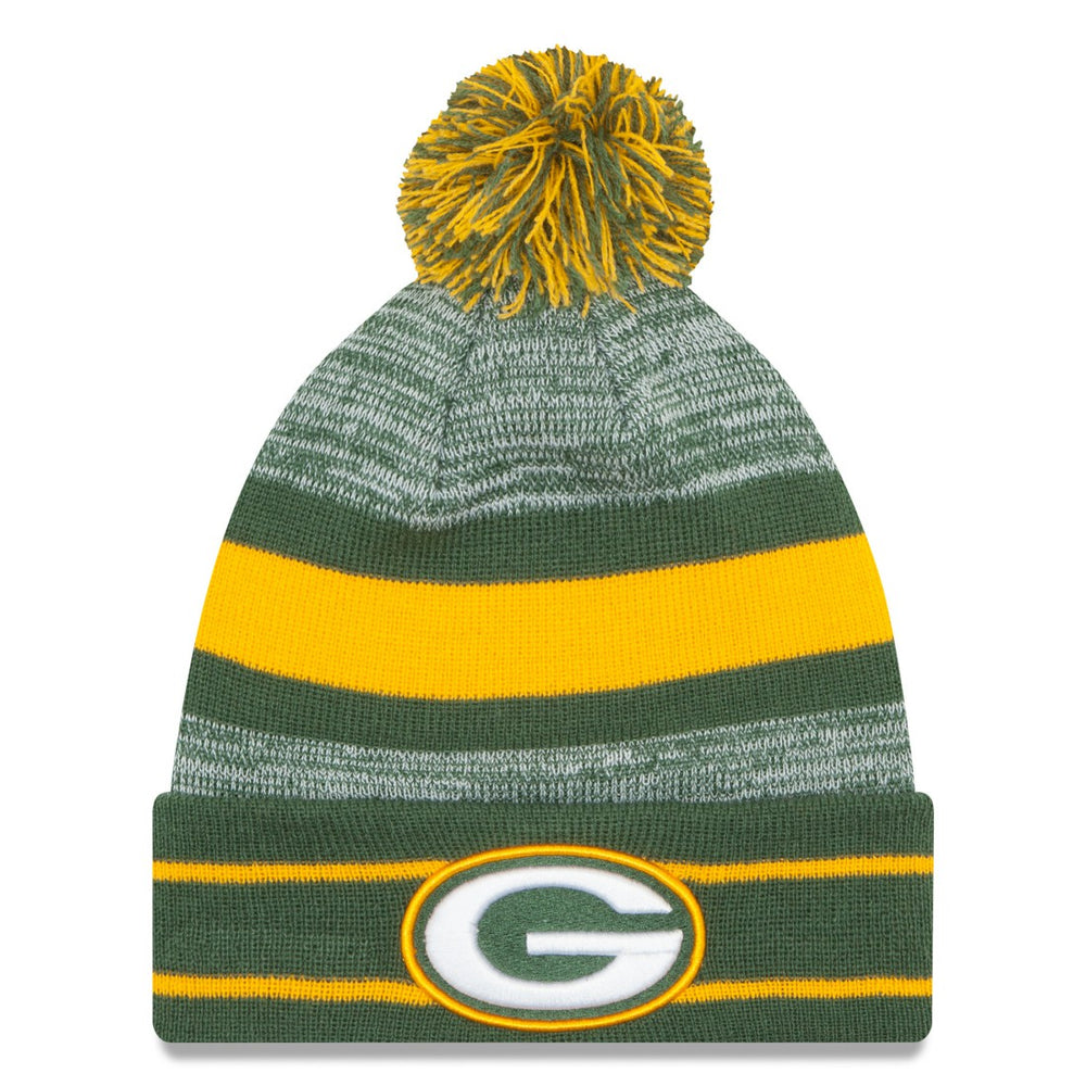 Green Bay Packers New Era Team Logo Cuffed Knit Hat with Pom - Green Hats