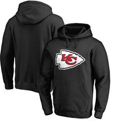 Kansas City Chiefs Primary Logo II Pullover Hoodie - Black Hoodies