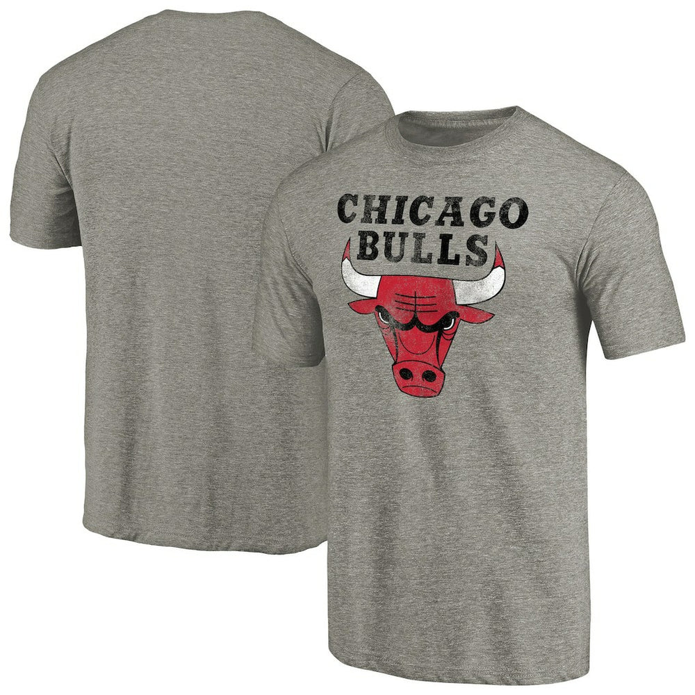 Chicago Bulls Distressed Team Logo Tri-Blend T-Shirt Heather Gray outlet