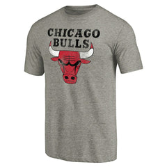 Chicago Bulls Distressed Team Logo Tri-Blend T-Shirt Heather Gray outlet