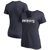 New England Patriots Women's Wordmark V-Neck T-Shirt - Navy T-shirts