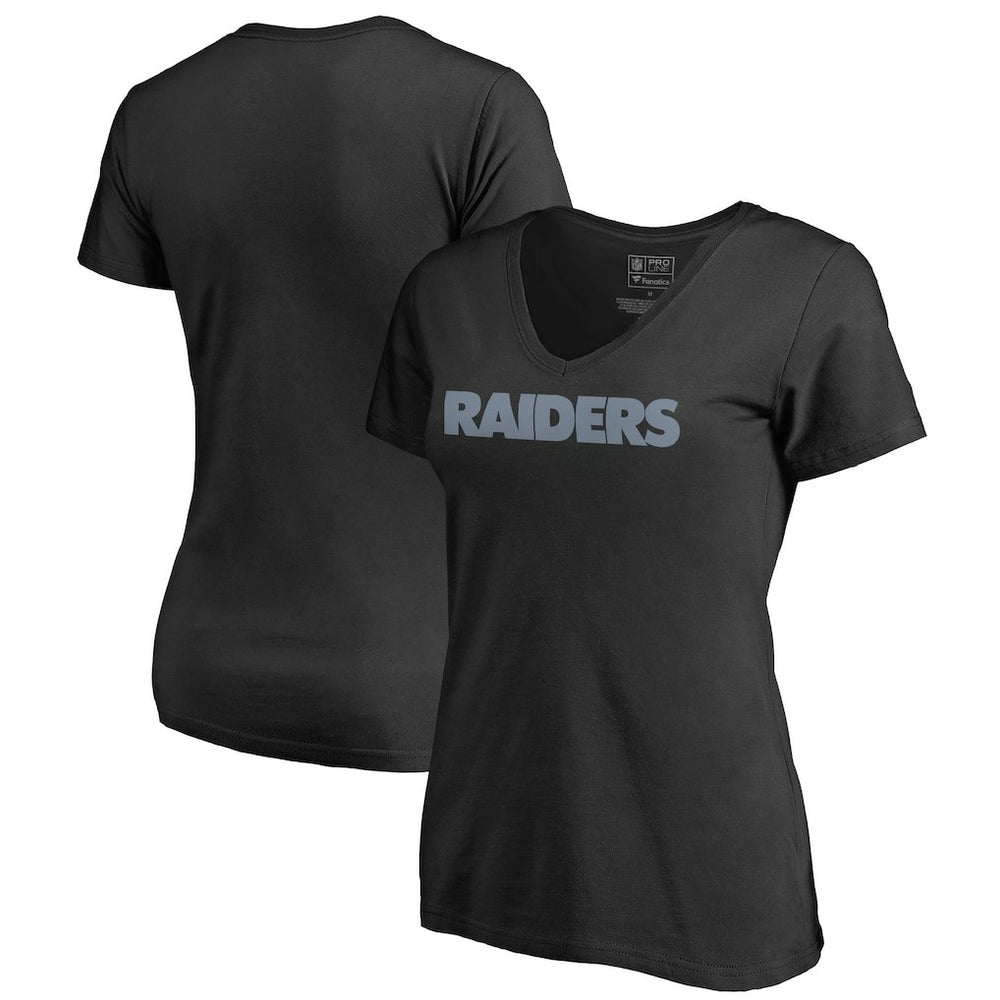 Las Vegas Raiders Women's Wordmark V-Neck T-Shirt - Black T-shirts