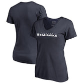 Seattle Seahawks Women's Wordmark V-Neck T-Shirt - Navy T-shirts