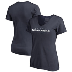 Seattle Seahawks Women's Wordmark V-Neck T-Shirt - Navy T-shirts