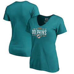 Miami Dolphins Women's Arriba V-Neck T-Shirt - Aqua T-shirts