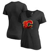 Calgary Flames Women's Midnight Mascot V-Neck T-Shirt - Black | US 2874592