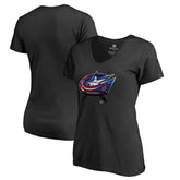 Columbus Blue Jackets Women's Midnight Mascot V-Neck T-Shirt - Black | US 2874596