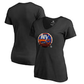 New York Islanders Women's Midnight Mascot V-Neck T-Shirt - Black | US 2874621