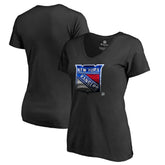 New York Rangers Women's Midnight Mascot V-Neck T-Shirt - Black | US 2874622