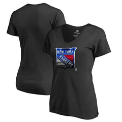 New York Rangers Women's Midnight Mascot V-Neck T-Shirt - Black | US 2874622