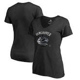 Vancouver Canucks Women's Midnight Mascot V-Neck T-Shirt - Black | US 2874630