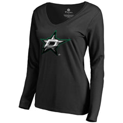 Dallas Stars Women's Midnight Mascot Long Sleeve V-Neck T-Shirt - Black | US 2874643