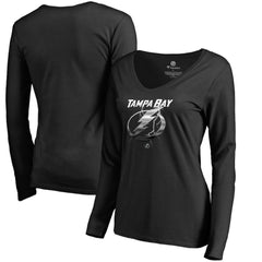 Tampa Bay Lightning Women's Midnight Mascot Long Sleeve V-Neck T-Shirt - Black | US 2874659