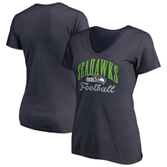 Seattle Seahawks Women's Victory Script V-Neck T-Shirt - Navy T-shirts