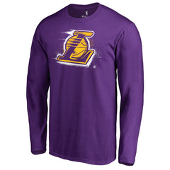 Los Angeles Lakers Splatter Logo Long Sleeve T-Shirt Purple