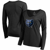 Memphis Grizzlies Women's Midnight Mascot Long Sleeve V-Neck T-Shirt Black outlet