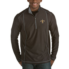 New Orleans Saints Antigua Tempo Half-Zip Pullover Jacket - Heather Black Pullover