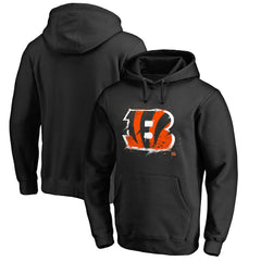 Cincinnati Bengals Splatter Logo Pullover Hoodie - Black Hoodies