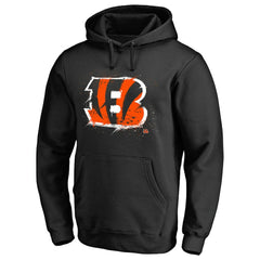 Cincinnati Bengals Splatter Logo Pullover Hoodie - Black Hoodies