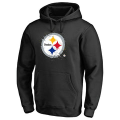 Pittsburgh Steelers Splatter Logo Pullover Hoodie - Black Hoodies