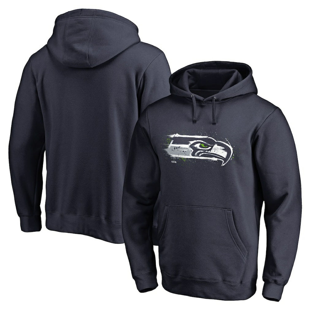 Seattle Seahawks Splatter Logo Pullover Hoodie - College Navy Hoodies