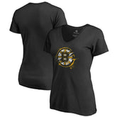 Boston Bruins Women's Splatter Logo V-Neck T-Shirt - Black | US 2902300