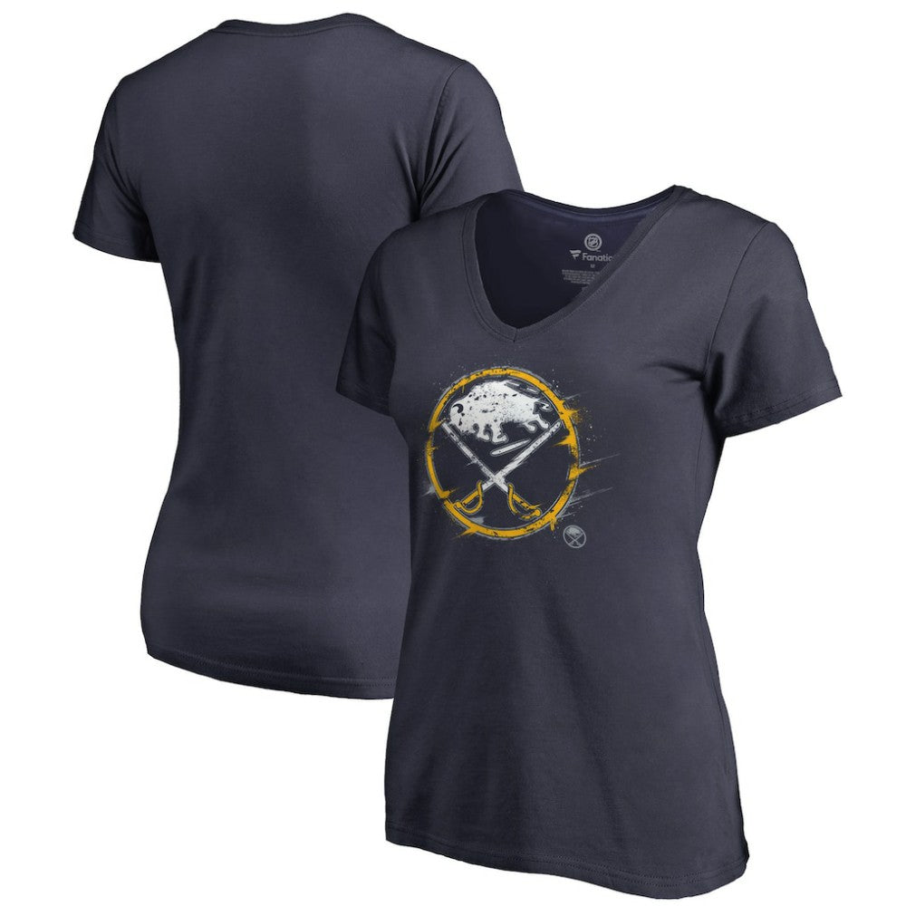 Buffalo Sabres Women's Splatter Logo V-Neck T-Shirt - Navy | US 2902301
